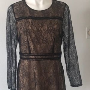 CeCe black and tan dress. Size 4, lace overlay